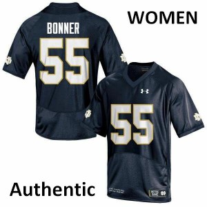 Womens Notre Dame Fighting Irish Jonathan Bonner #55 Navy Blue Authentic Football Jerseys 780495-821