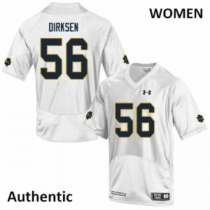 Womens Notre Dame Fighting Irish John Dirksen #56 Authentic NCAA White Jerseys 792673-932
