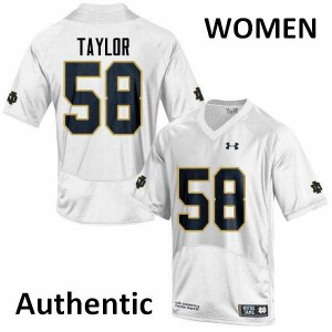 Women Notre Dame Fighting Irish Elijah Taylor #58 Football White Authentic Jerseys 209042-308