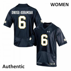 Women Notre Dame Fighting Irish Jeremiah Owusu-Koramoah #6 Navy Player Authentic Jersey 905089-514