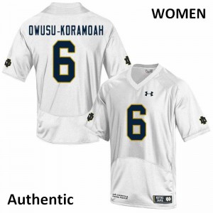 Women Notre Dame Fighting Irish Jeremiah Owusu-Koramoah #6 White Stitch Authentic Jerseys 151576-637