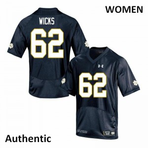 Womens Notre Dame Fighting Irish Brennan Wicks #62 Authentic NCAA Navy Jerseys 683562-669