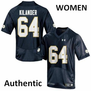 Women's Notre Dame Fighting Irish Ryan Kilander #64 Navy Blue Embroidery Authentic Jersey 246339-862