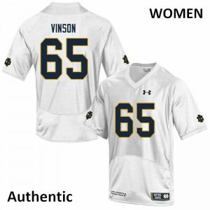 Womens Notre Dame Fighting Irish Michael Vinson #65 Authentic White Stitched Jerseys 118126-587