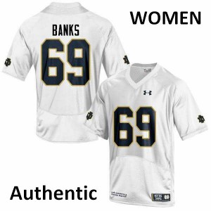 Womens Notre Dame Fighting Irish Aaron Banks #69 White Alumni Authentic Jersey 942761-136