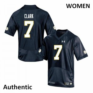 Women Notre Dame Fighting Irish Brendon Clark #7 Authentic Embroidery Navy Jerseys 148014-344