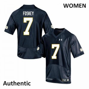 Women Notre Dame Fighting Irish Isaiah Foskey #7 Authentic Embroidery Navy Jersey 692915-815