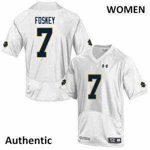 Womens Notre Dame Fighting Irish Isaiah Foskey #7 Authentic White High School Jersey 176160-347