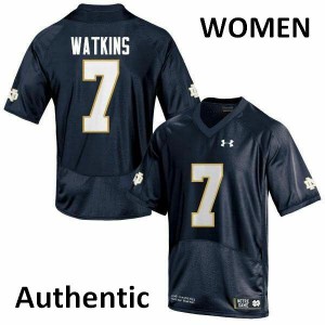 Women Notre Dame Fighting Irish Nick Watkins #7 Navy Blue Authentic Stitched Jerseys 522182-875