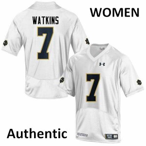 Womens Notre Dame Fighting Irish Nick Watkins #7 Alumni White Authentic Jersey 319458-617