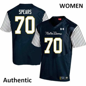 Women's Notre Dame Fighting Irish Hunter Spears #70 Alternate Authentic Navy Blue Player Jersey 990105-871