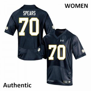 Women Notre Dame Fighting Irish Hunter Spears #70 Navy Authentic Stitched Jerseys 262549-518