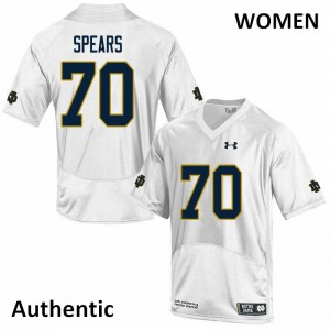 Women's Notre Dame Fighting Irish Hunter Spears #70 Authentic Official White Jerseys 349310-107