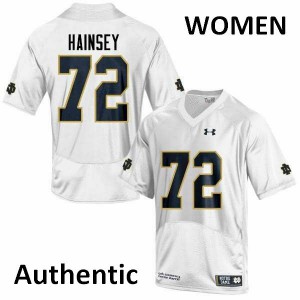 Women Notre Dame Fighting Irish Robert Hainsey #72 Authentic Player White Jersey 134171-843
