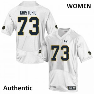 Women Notre Dame Fighting Irish Andrew Kristofic #73 Authentic White Football Jersey 420465-993