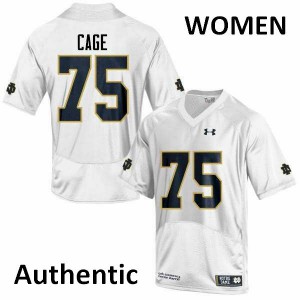 Womens Notre Dame Fighting Irish Daniel Cage #75 Stitched White Authentic Jerseys 457405-150