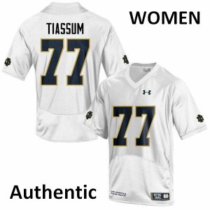 Women's Notre Dame Fighting Irish Brandon Tiassum #77 Authentic White Official Jerseys 933646-677