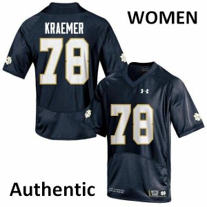 Womens Notre Dame Fighting Irish Tommy Kraemer #78 Football Authentic Navy Blue Jersey 660943-866