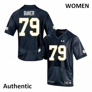 Womens Notre Dame Fighting Irish Tosh Baker #79 Authentic Official Navy Jersey 106273-212