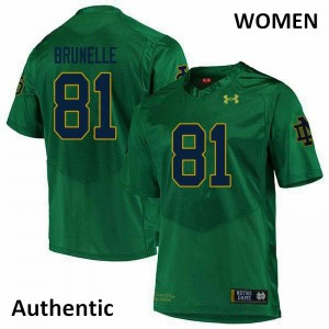 Women Notre Dame Fighting Irish Jay Brunelle #81 Stitched Green Authentic Jerseys 822769-814
