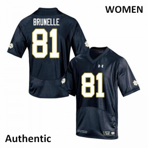 Women's Notre Dame Fighting Irish Jay Brunelle #81 Authentic Navy Stitch Jersey 163501-149