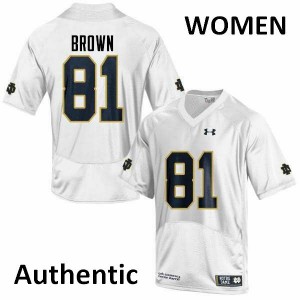 Womens Notre Dame Fighting Irish Tim Brown #81 Authentic White Official Jersey 233763-288