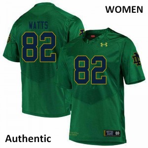 Womens Notre Dame Fighting Irish Xavier Watts #82 Authentic Green University Jersey 170967-140