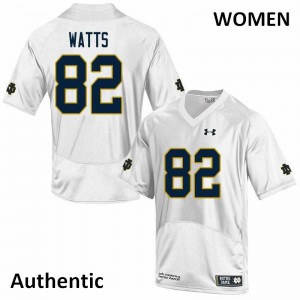 Women Notre Dame Fighting Irish Xavier Watts #82 Football White Authentic Jerseys 599269-915