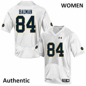 Womens Notre Dame Fighting Irish Kevin Bauman #84 Authentic NCAA White Jerseys 235565-690