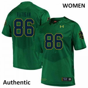 Women Notre Dame Fighting Irish Conor Ratigan #86 Authentic Alumni Green Jerseys 173082-890