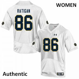 Women's Notre Dame Fighting Irish Conor Ratigan #86 Authentic High School White Jersey 360813-564