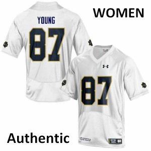 Women's Notre Dame Fighting Irish Michael Young #87 Football Authentic White Jerseys 384140-768