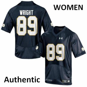 Women's Notre Dame Fighting Irish Brock Wright #89 Authentic Navy Blue NCAA Jerseys 811012-252