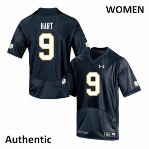 Womens Notre Dame Fighting Irish Cam Hart #9 Authentic Navy University Jerseys 972407-150