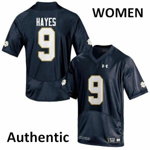 Women's Notre Dame Fighting Irish Daelin Hayes #9 Stitch Navy Blue Authentic Jerseys 407953-772