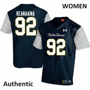 Women's Notre Dame Fighting Irish Aidan Keanaaina #92 Alternate Authentic Navy Blue Player Jerseys 927023-560