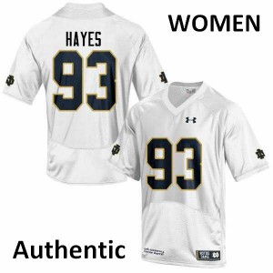 Womens Notre Dame Fighting Irish Jay Hayes #93 White Authentic Football Jerseys 844089-816