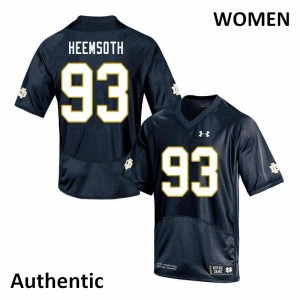 Women's Notre Dame Fighting Irish Zane Heemsoth #93 NCAA Navy Authentic Jerseys 447094-683