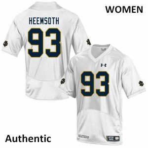 Womens Notre Dame Fighting Irish Zane Heemsoth #93 Embroidery White Authentic Jersey 541496-493