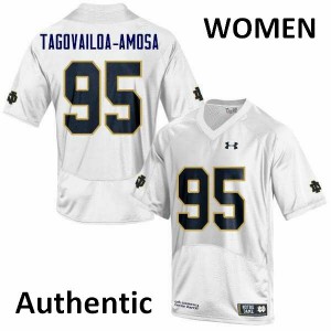 Womens Notre Dame Fighting Irish Myron Tagovailoa-Amosa #95 White Football Authentic Jerseys 891213-409