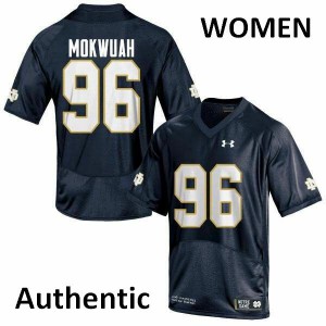 Womens Notre Dame Fighting Irish Pete Mokwuah #96 Navy Blue Football Authentic Jerseys 482868-660