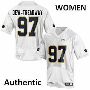 Women's Notre Dame Fighting Irish Micah Dew-Treadway #97 Football White Authentic Jersey 525266-172