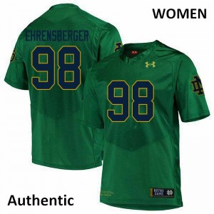 Women's Notre Dame Fighting Irish Alexander Ehrensberger #98 Green Official Authentic Jersey 477941-584