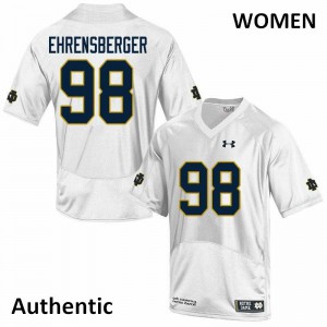 Women Notre Dame Fighting Irish Alexander Ehrensberger #98 Stitched Authentic White Jersey 761359-105