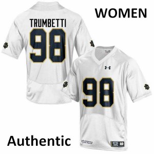 Women's Notre Dame Fighting Irish Andrew Trumbetti #98 Alumni White Authentic Jerseys 945158-176