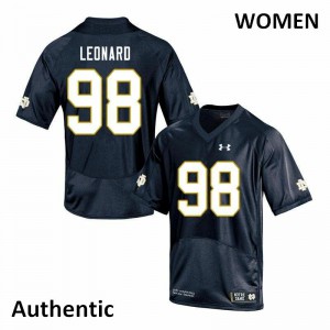 Womens Notre Dame Fighting Irish Harrison Leonard #98 Authentic NCAA Navy Jerseys 942204-721