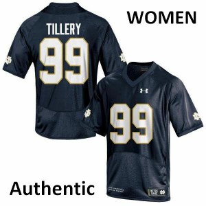 Women's Notre Dame Fighting Irish Jerry Tillery #99 University Navy Blue Authentic Jersey 687556-950
