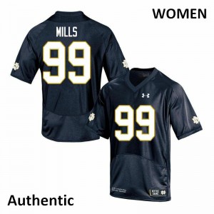 Women's Notre Dame Fighting Irish Rylie Mills #99 Embroidery Navy Authentic Jersey 730795-822