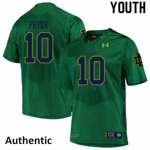 Youth Notre Dame Fighting Irish Isaiah Pryor #10 Official Green Authentic Jersey 873801-769