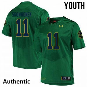 Youth Notre Dame Fighting Irish Ben Skowronek #11 Green Embroidery Authentic Jerseys 413319-216